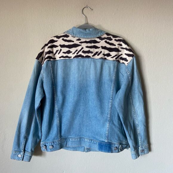 Mother The Drop It Drifter Denim Zebra Blue Jacket Oversized Size XL - Picture 6 of 9